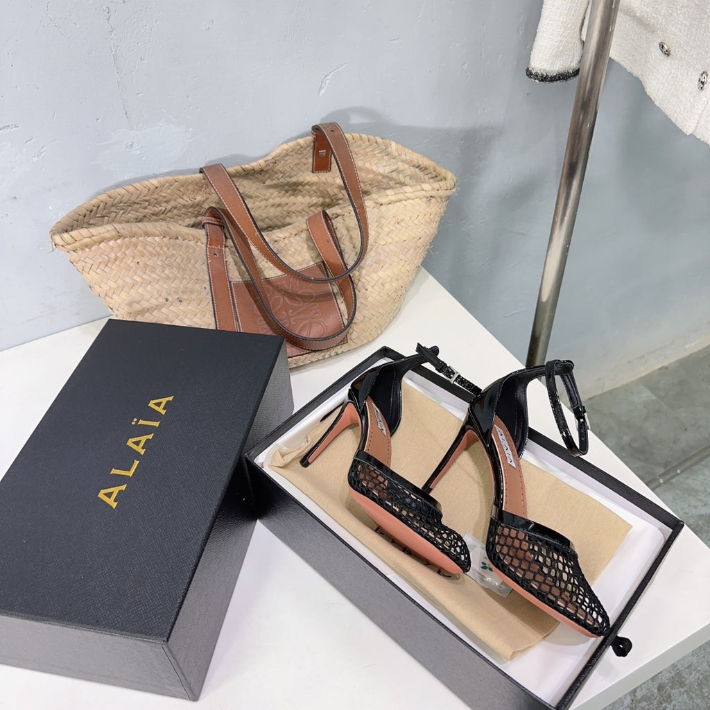 Black High Fishnet Pumps