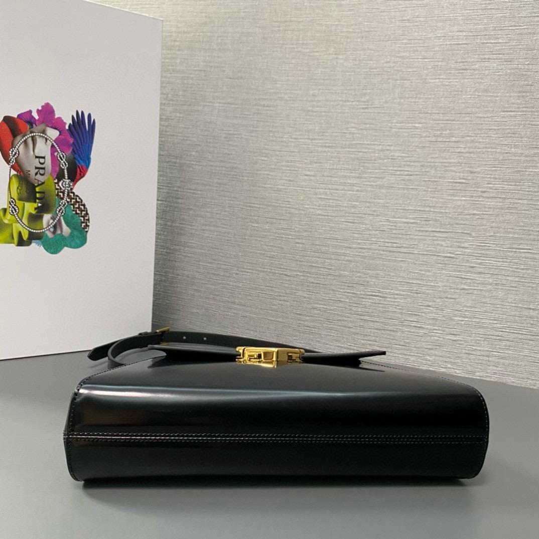 Black Medium Brushed Leather Handbag