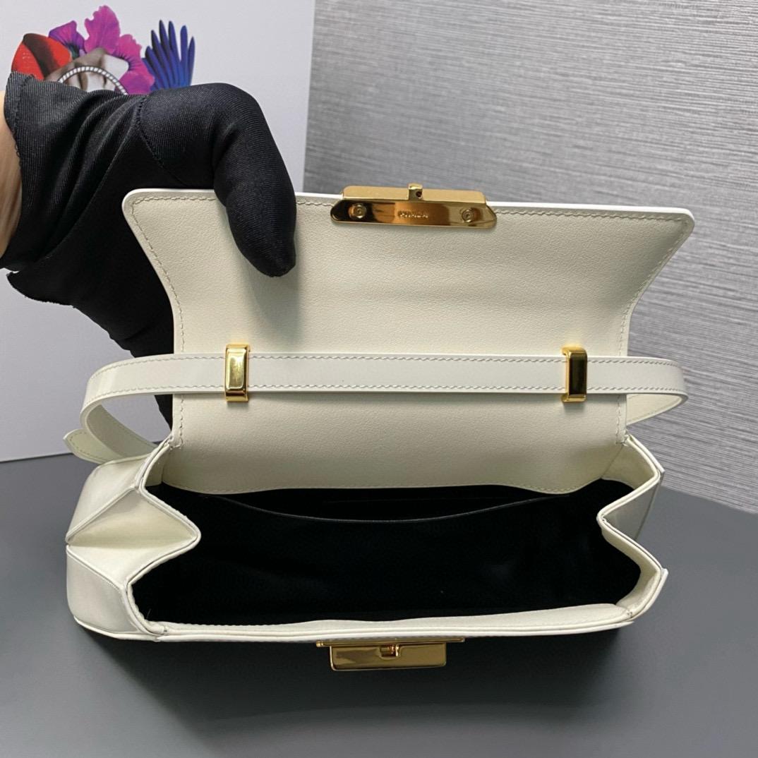 White Medium Brushed Leather Handbag