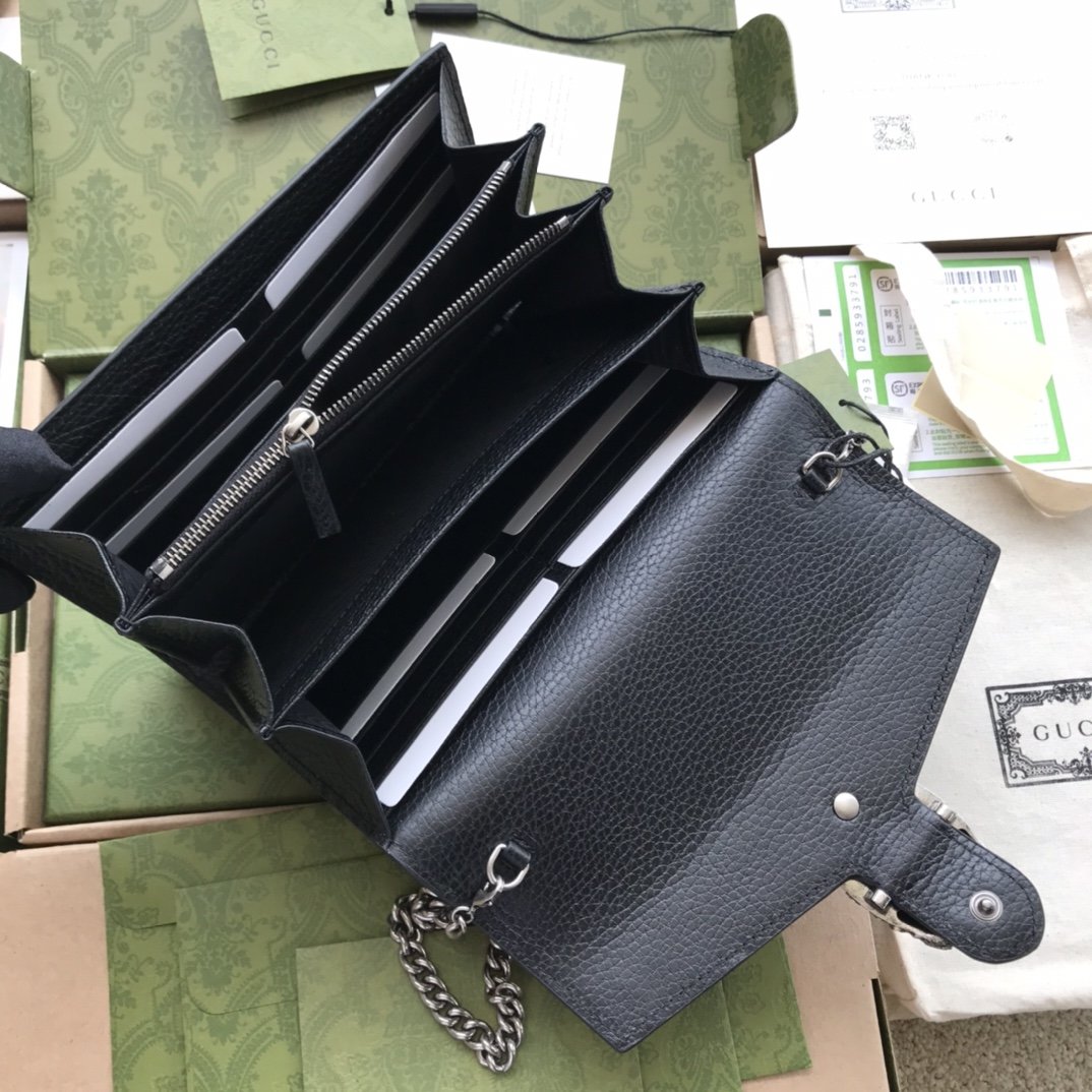 Black DG mini leather chain wallet