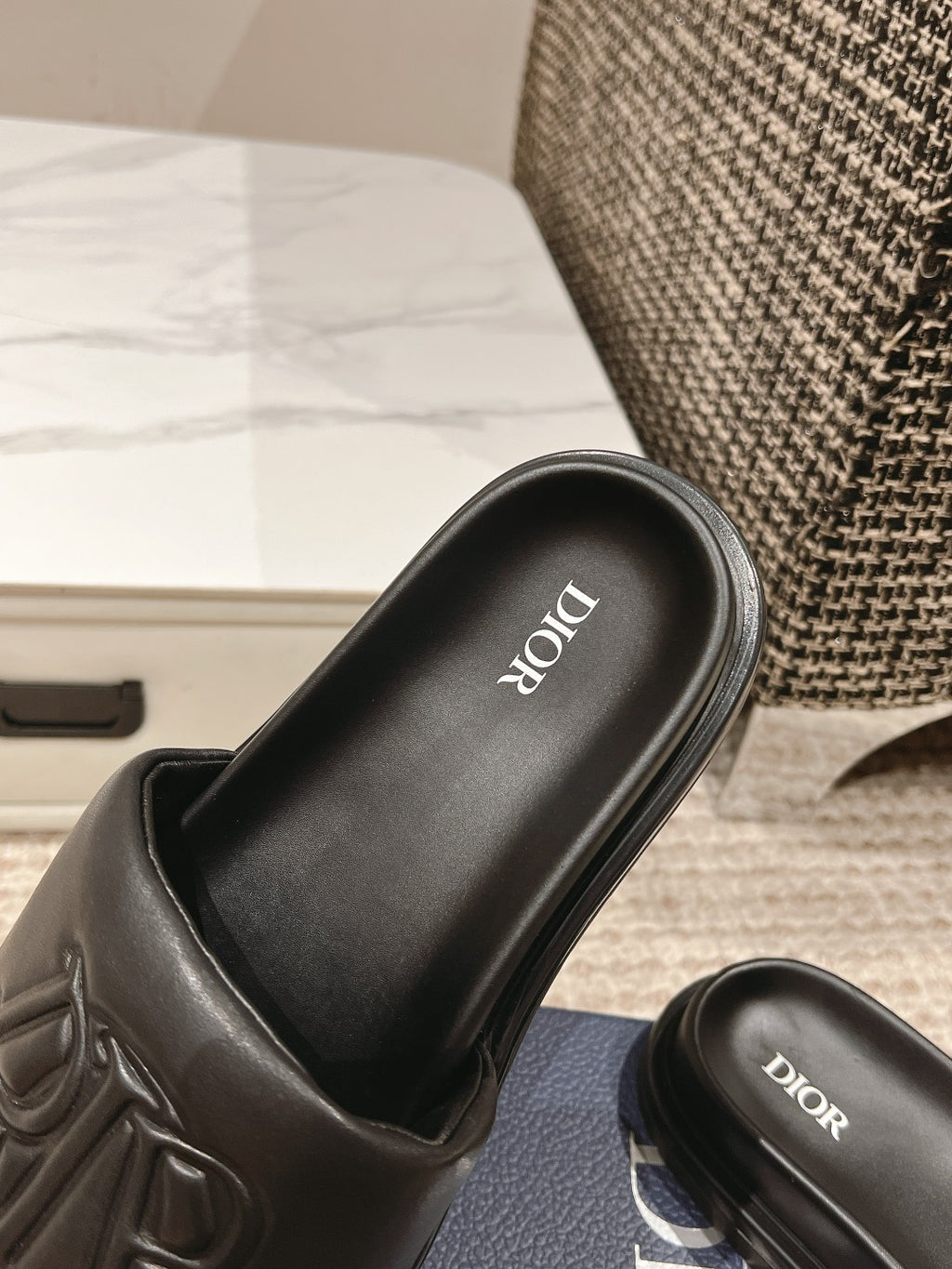 Black Quilted Smooth Leather DA Sandal