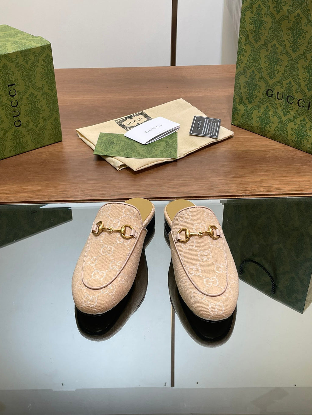 Yellow GG Denim GJ Princetown Slipper