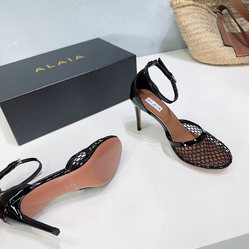 Black High Fishnet Pumps