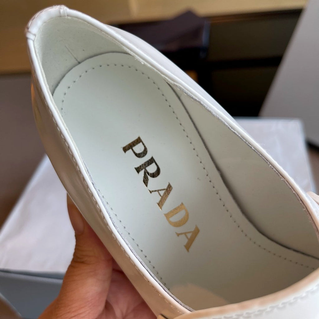 White brushed leather loafers