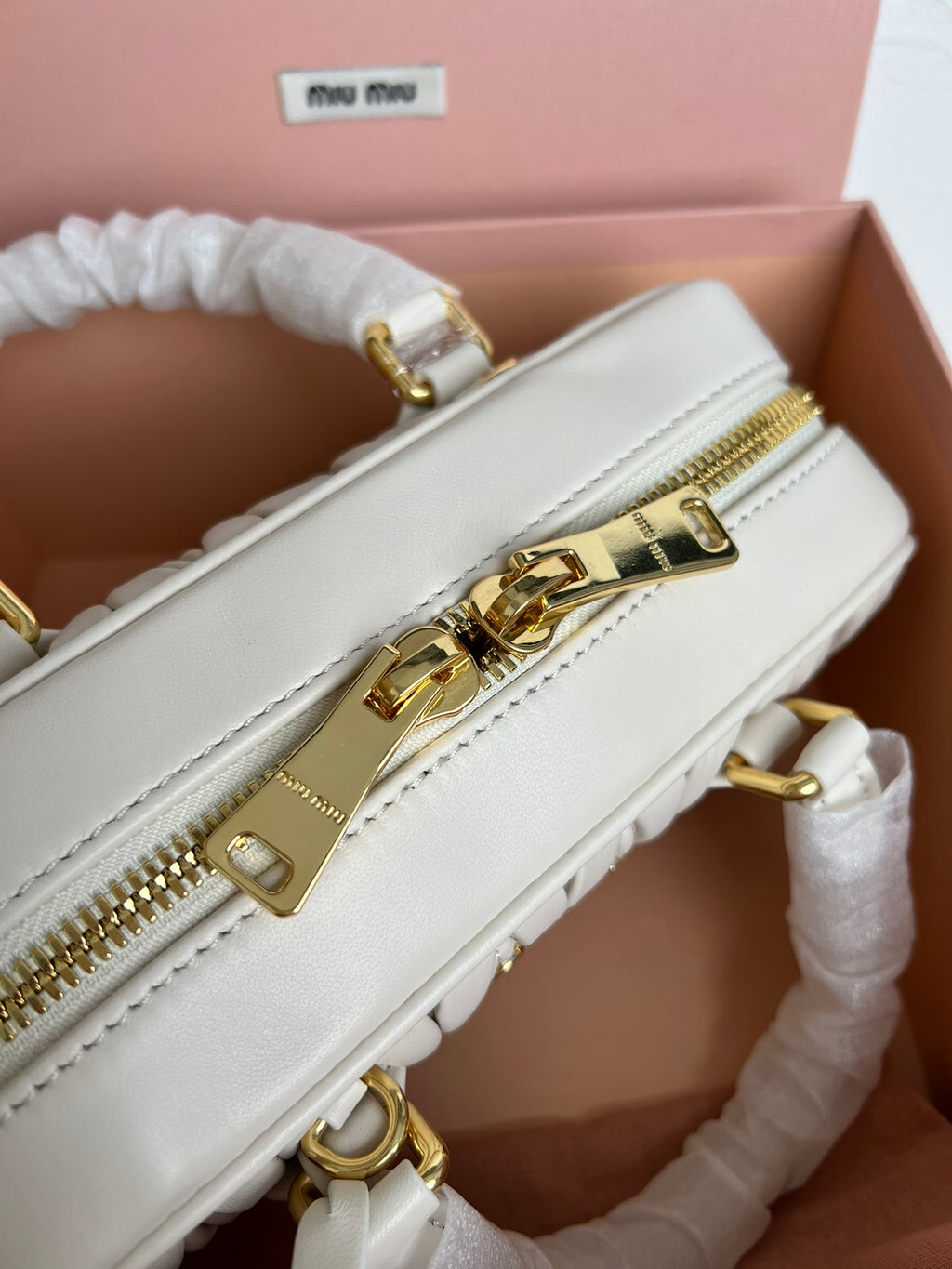 White Arcadie Matelassé Leather Bag