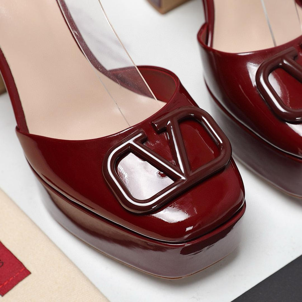 Burgundy 115mm Platform Pumps
