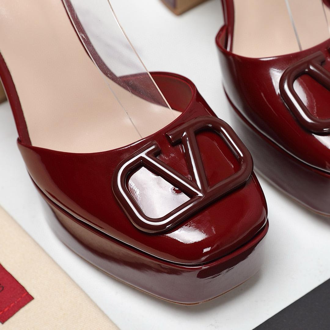 Burgundy 115mm Platform Pumps