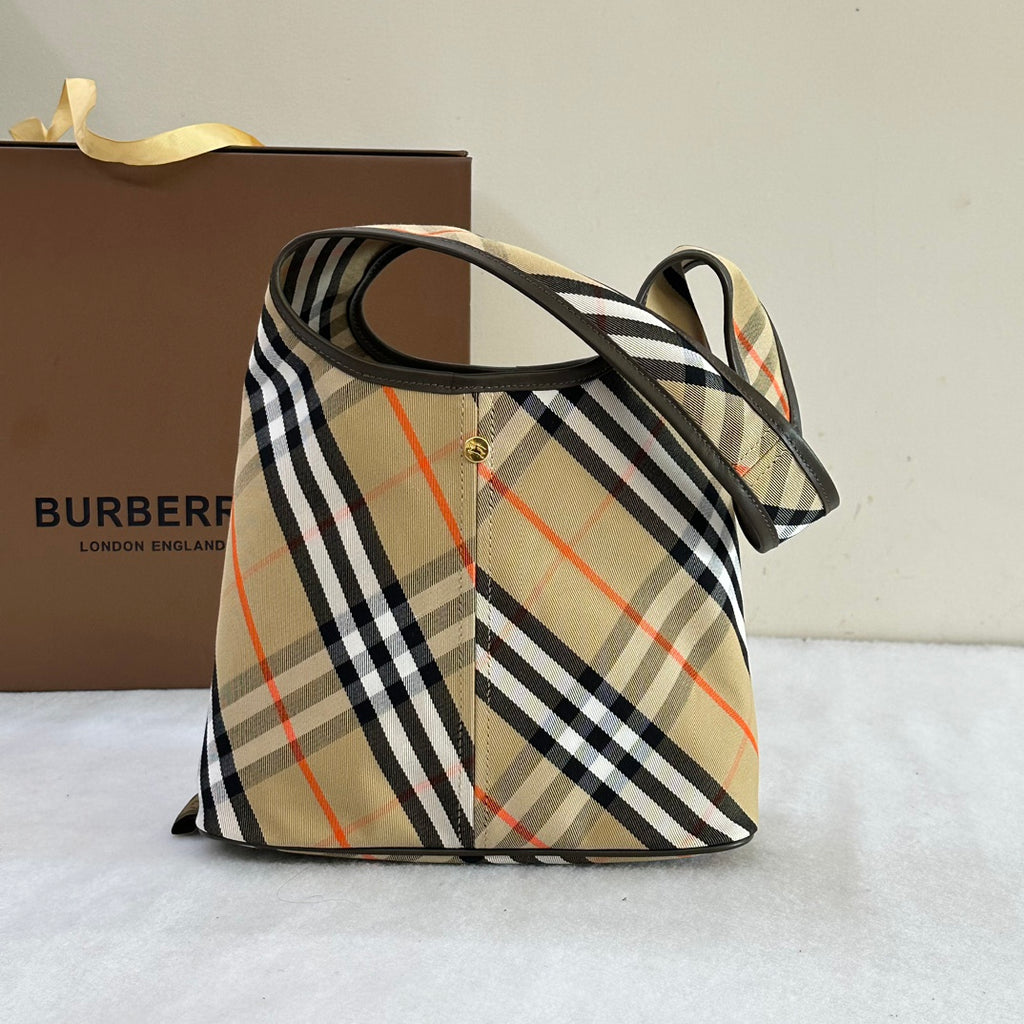 Sand Small Check Shoulder Bag