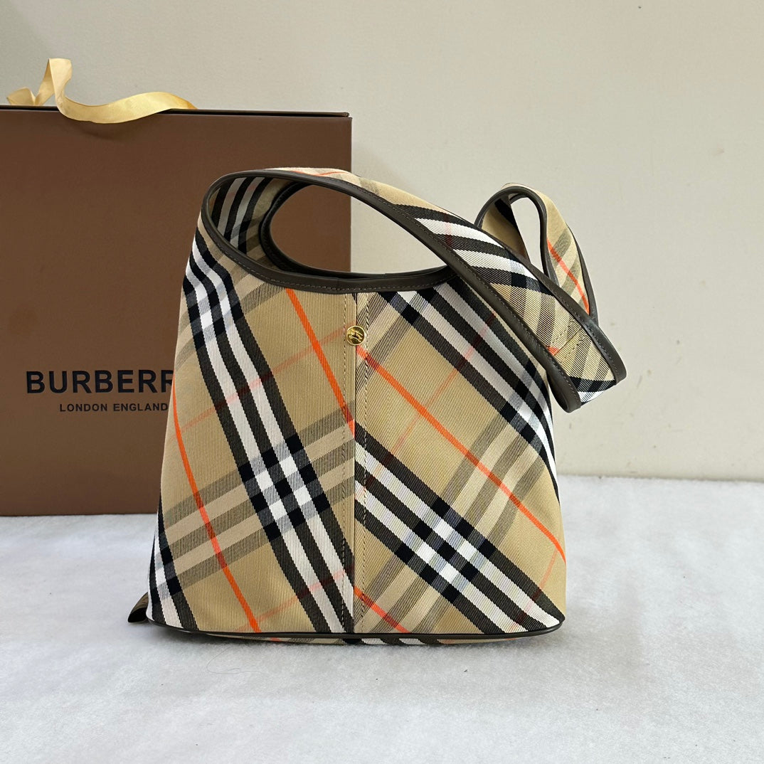 Sand Small Check Shoulder Bag