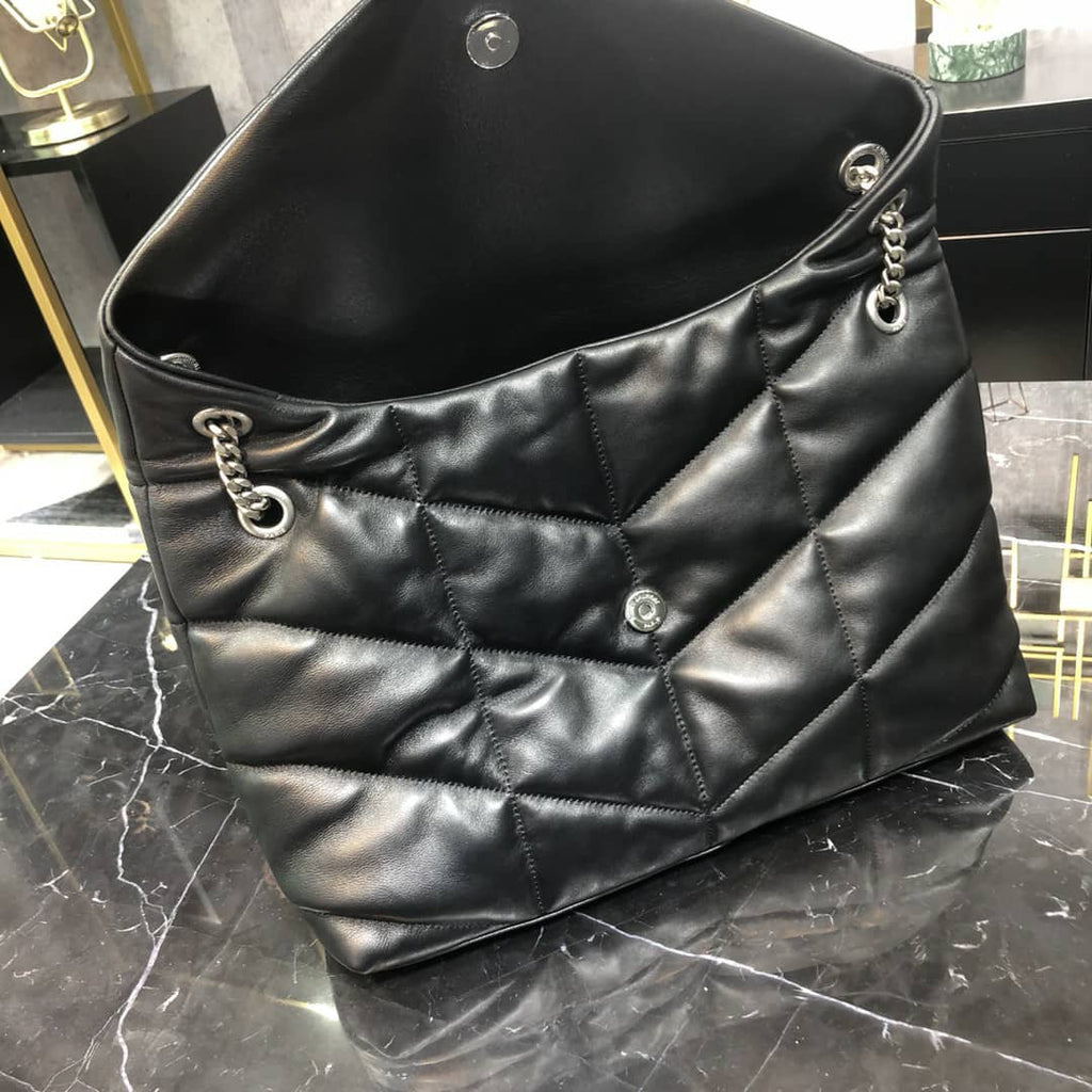 Black LP medium bag in quilted leather