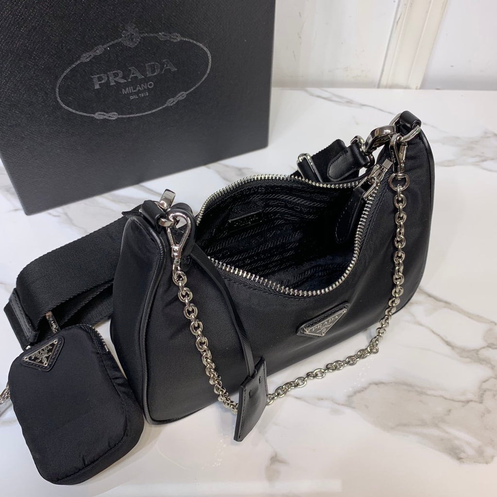 Black PRE nylon shoulder bag