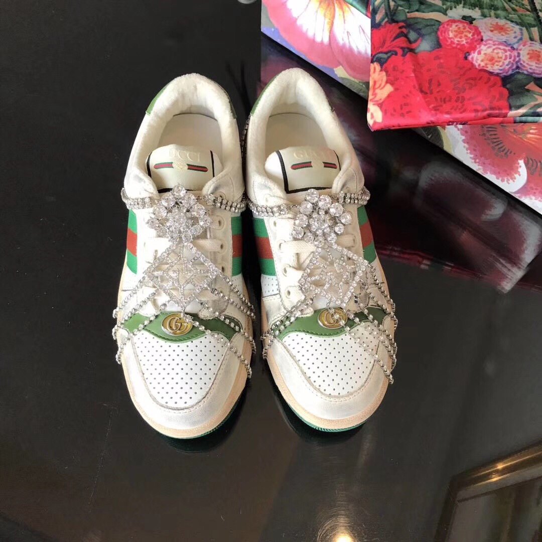 off-white GS canvas-trimmed leather sneakers