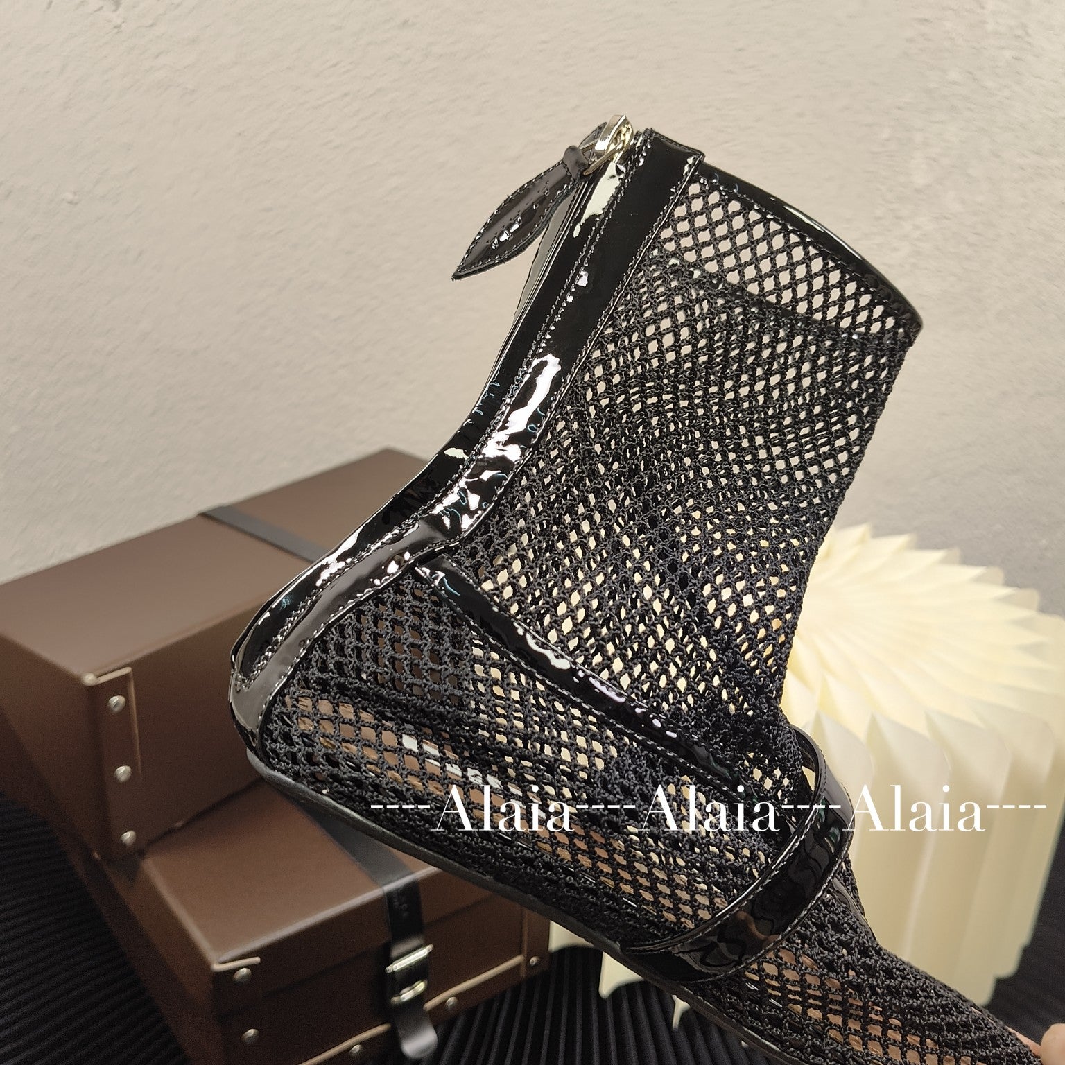 Black Fishnet High Ballet Flats