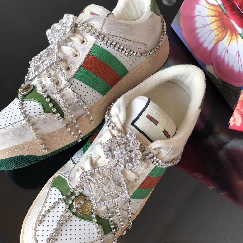 off-white GS canvas-trimmed leather sneakers