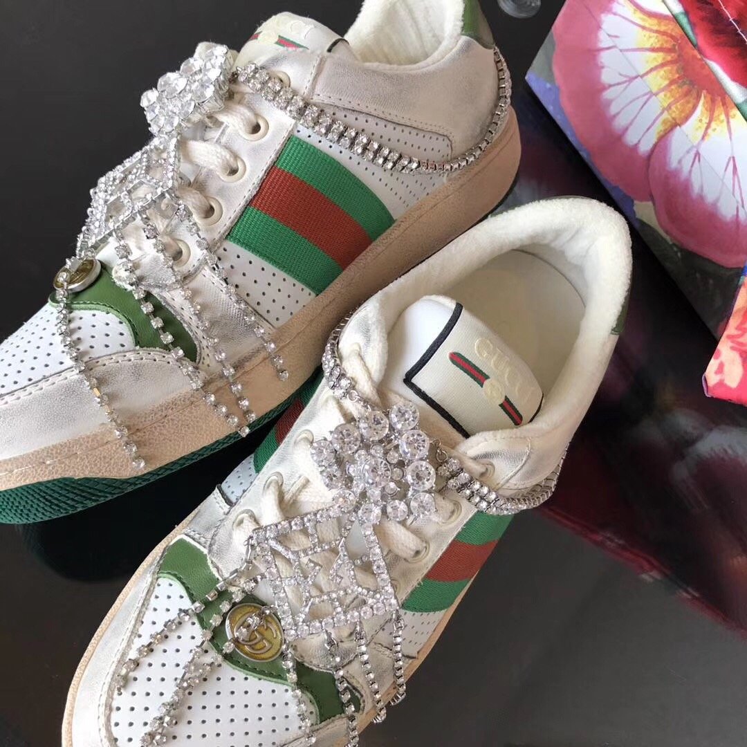 off-white GS canvas-trimmed leather sneakers