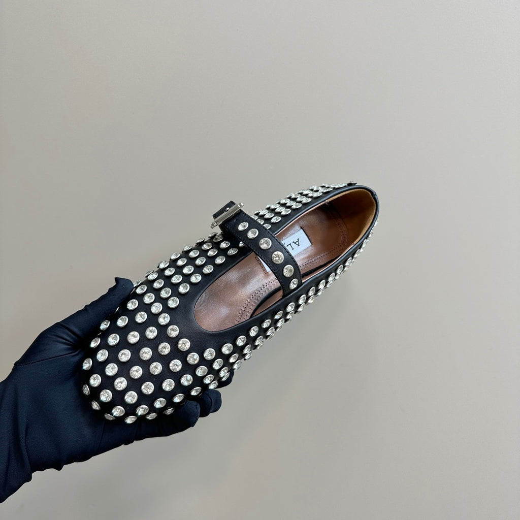 Black Strass Ballet Flats