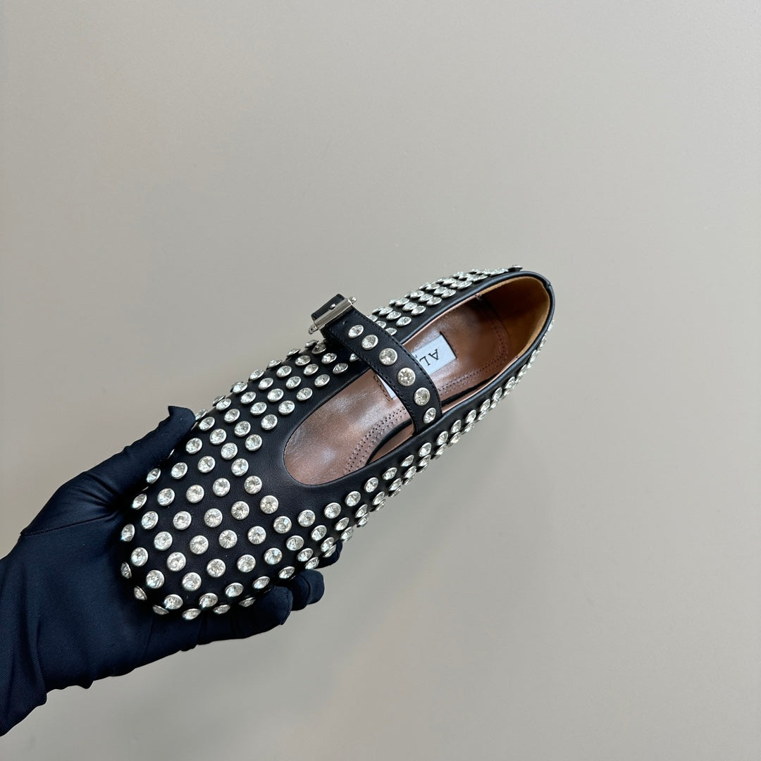 Black Strass Ballet Flats