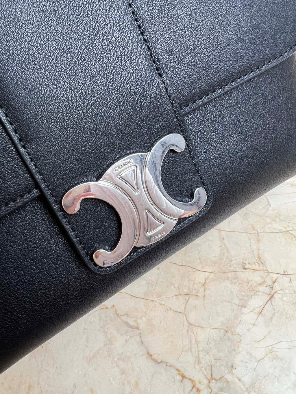 Black Medium CV Bag With Silver Finishing