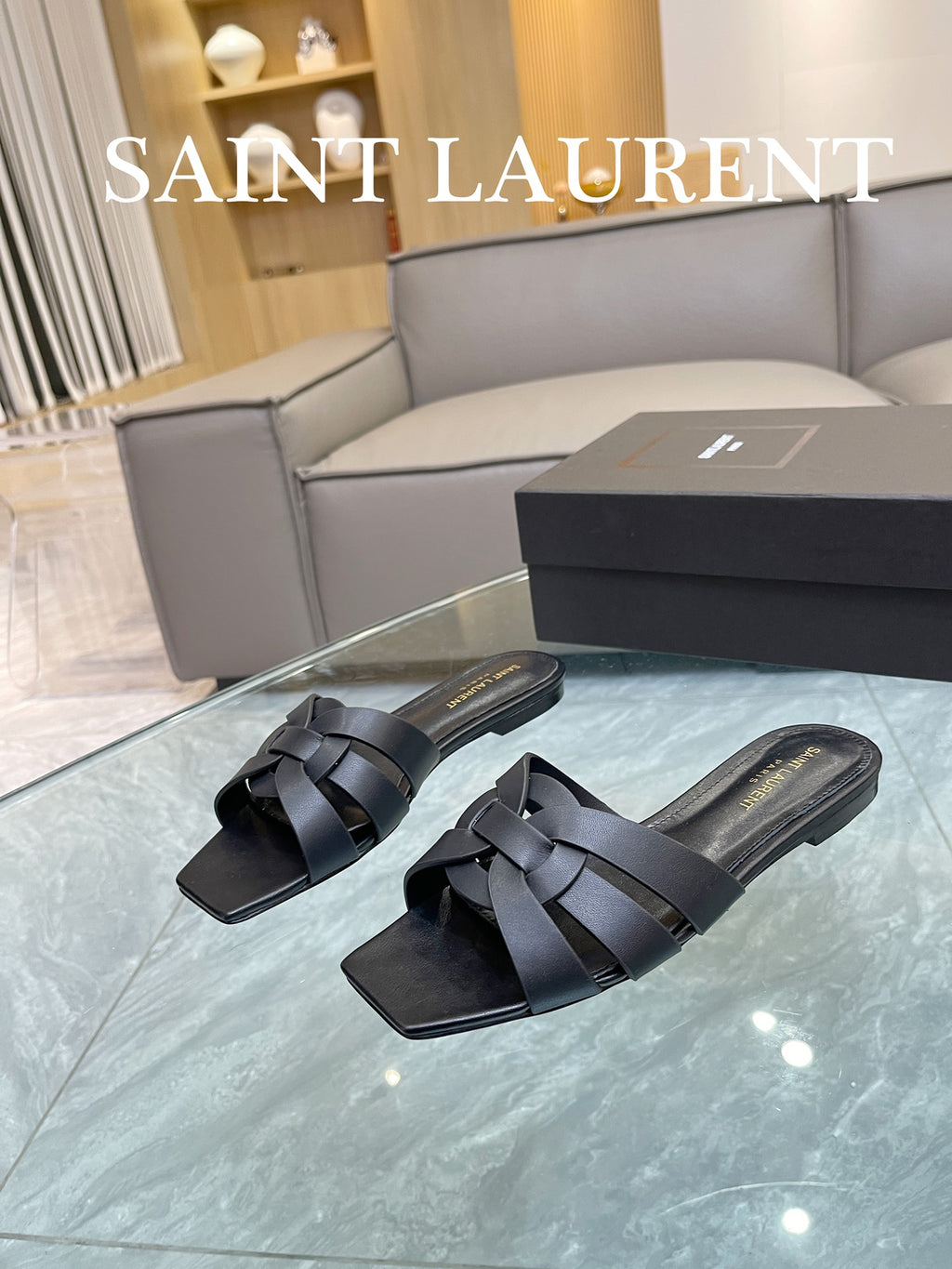 Black YT Mules In Leather