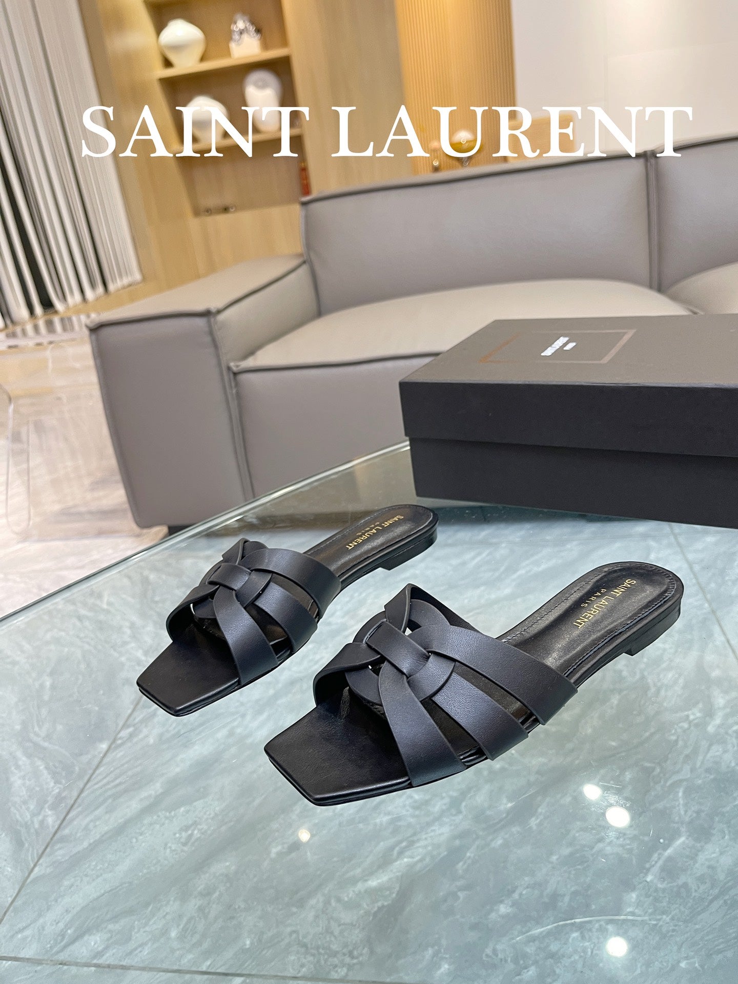 Black YT Mules In Leather