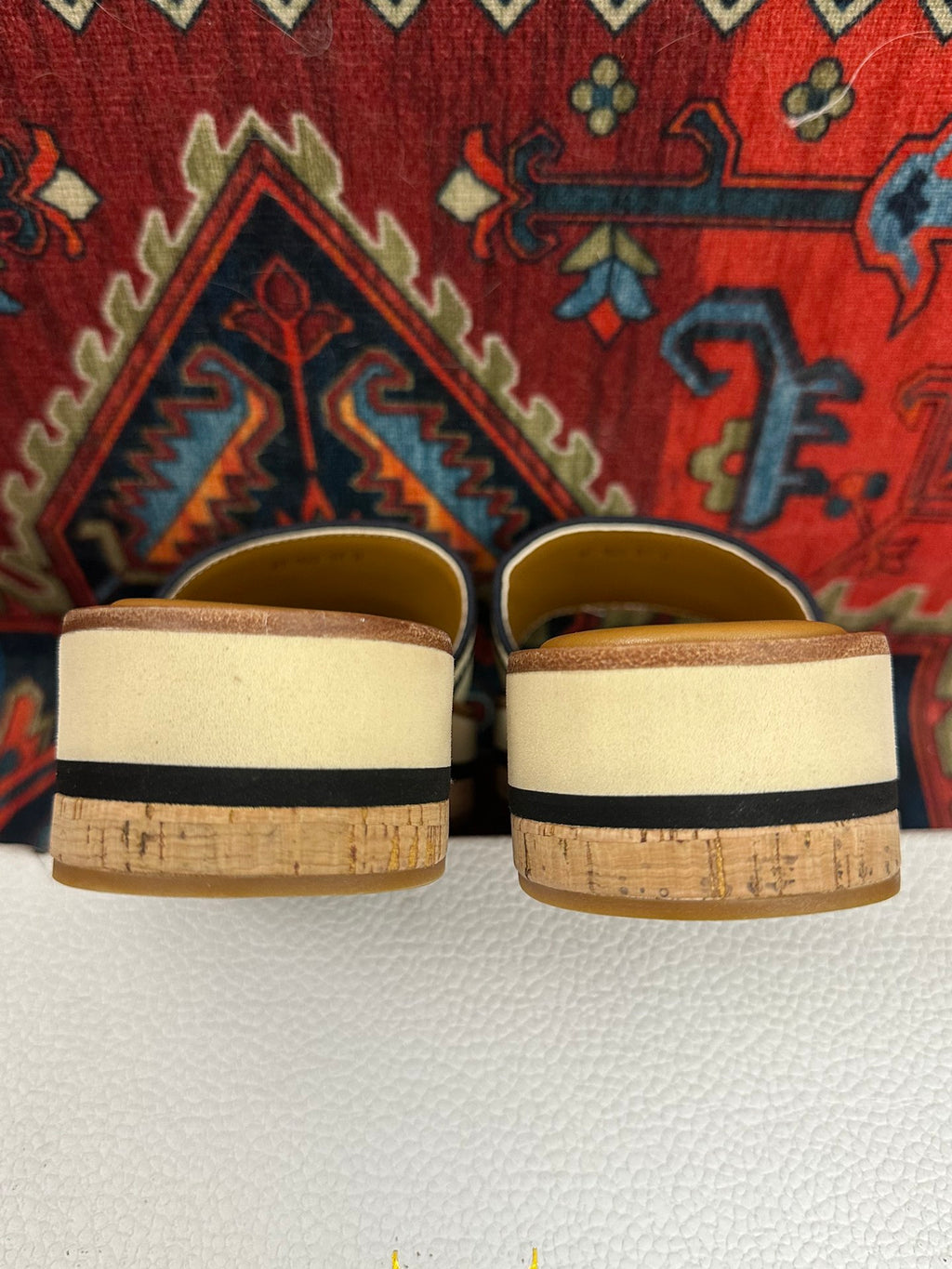 Natural Raffia & Black Embroidered DD Platform Slide