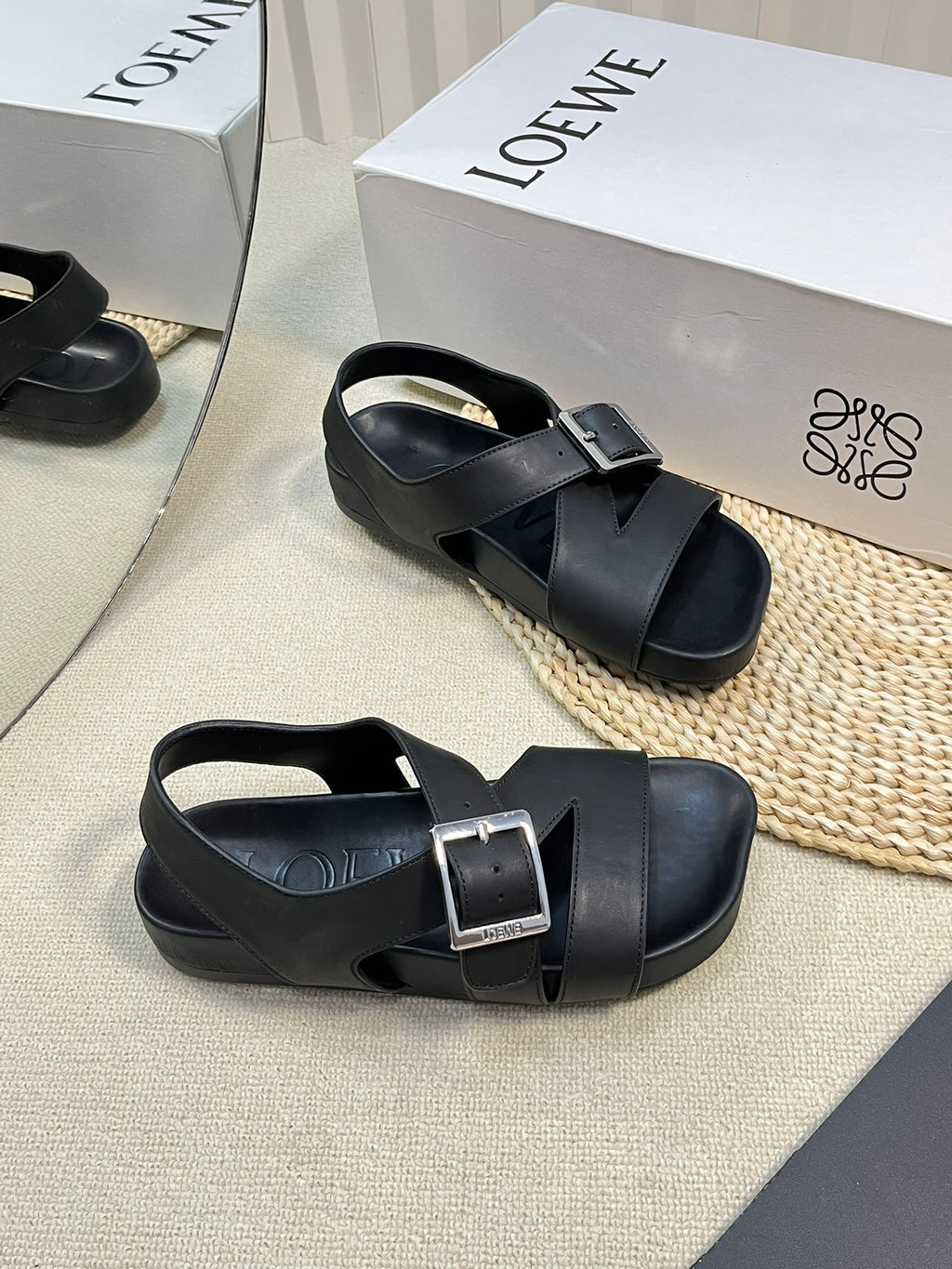 Black LE Buckle Sandal