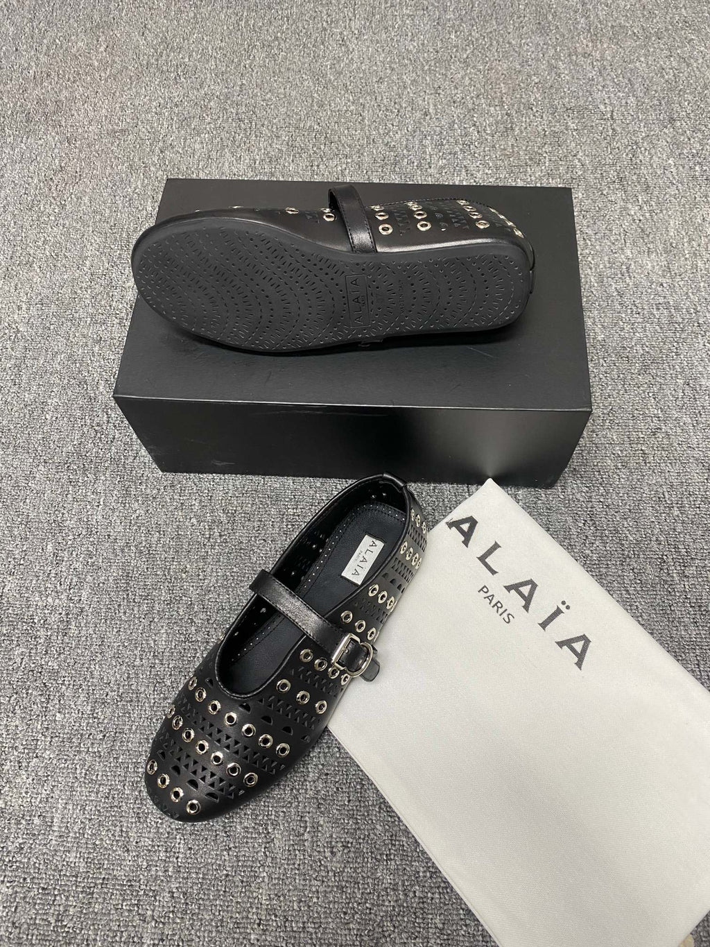 Black Ballet Flats With Eyelets