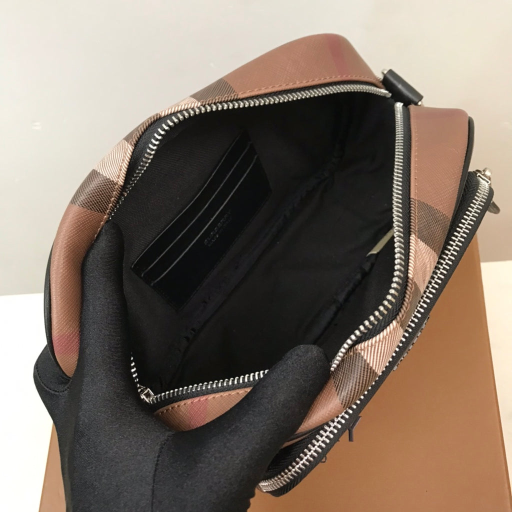 Dark Brown Exaggerated Check BP Bag