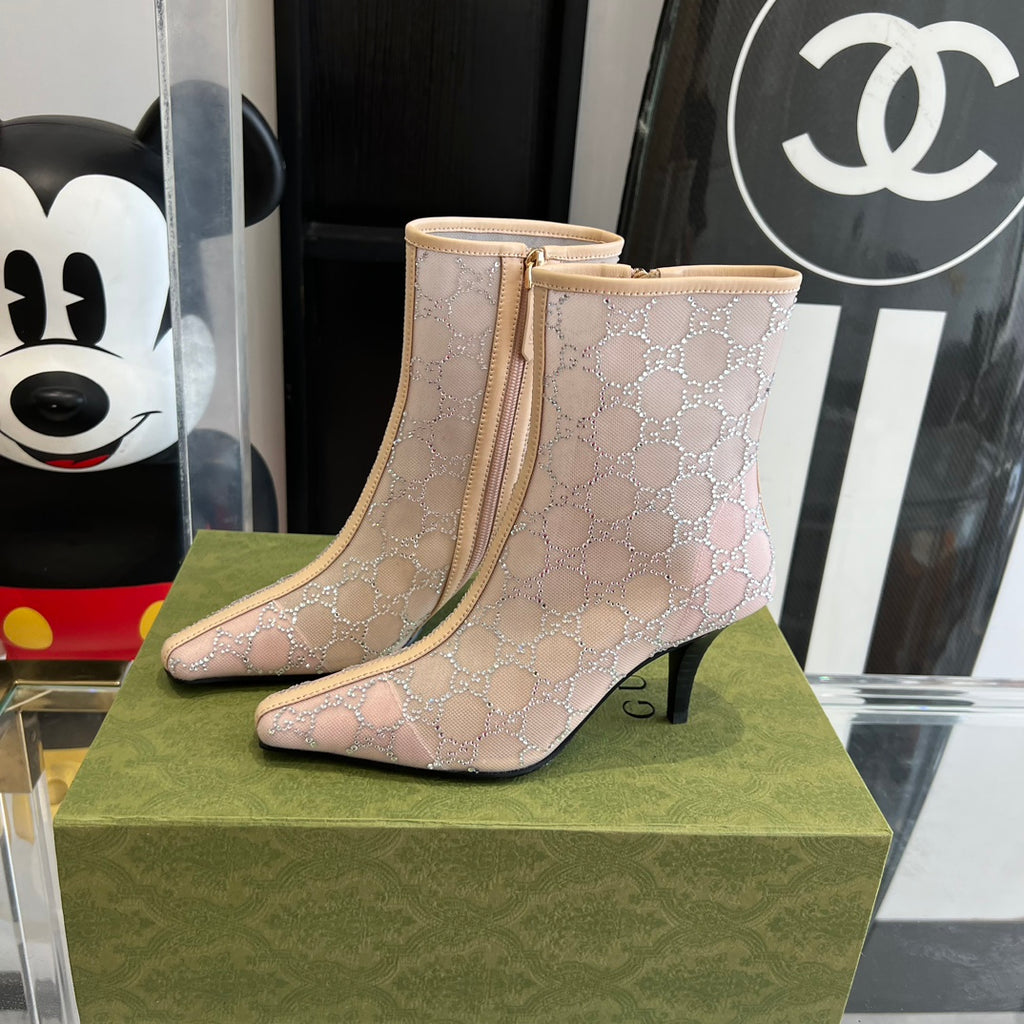 Rose Beige Mid-Heel Boot