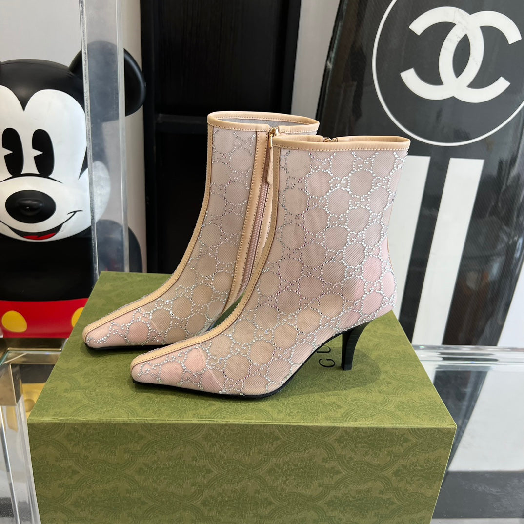 Rose Beige Mid-Heel Boot