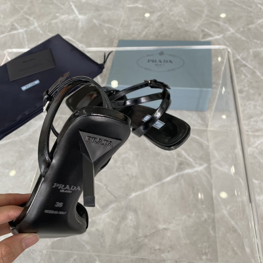 Black PR brushed leather sandals