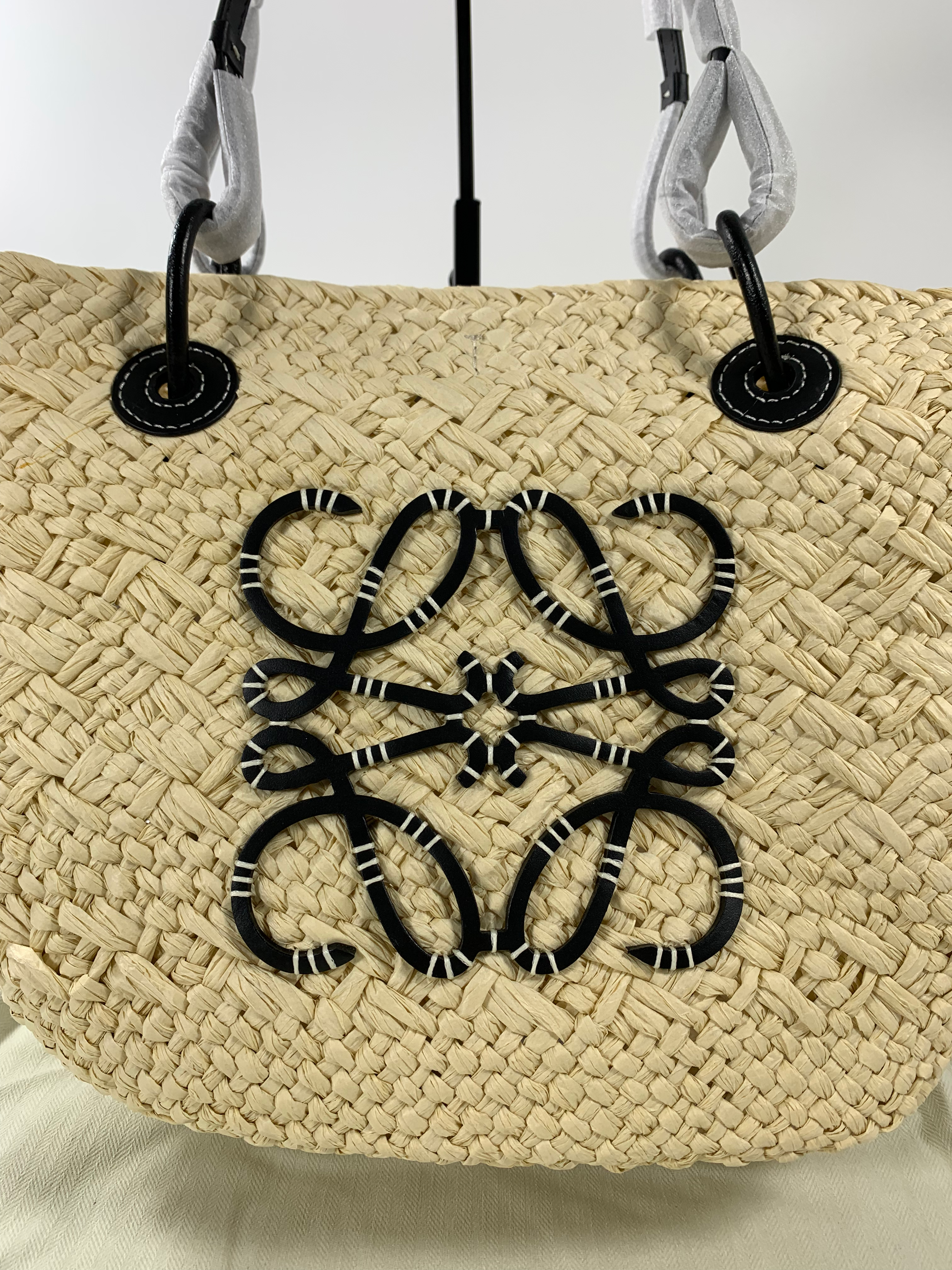 Natural/Black Medium Anagram Basket Bag
