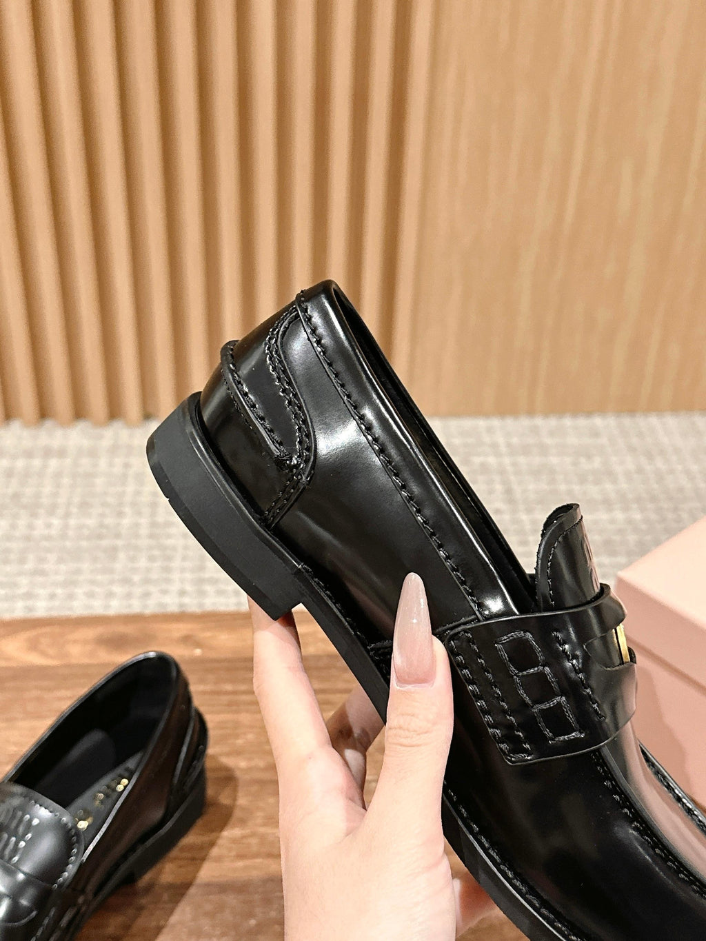 Black Brushed Leather Penny Loafers