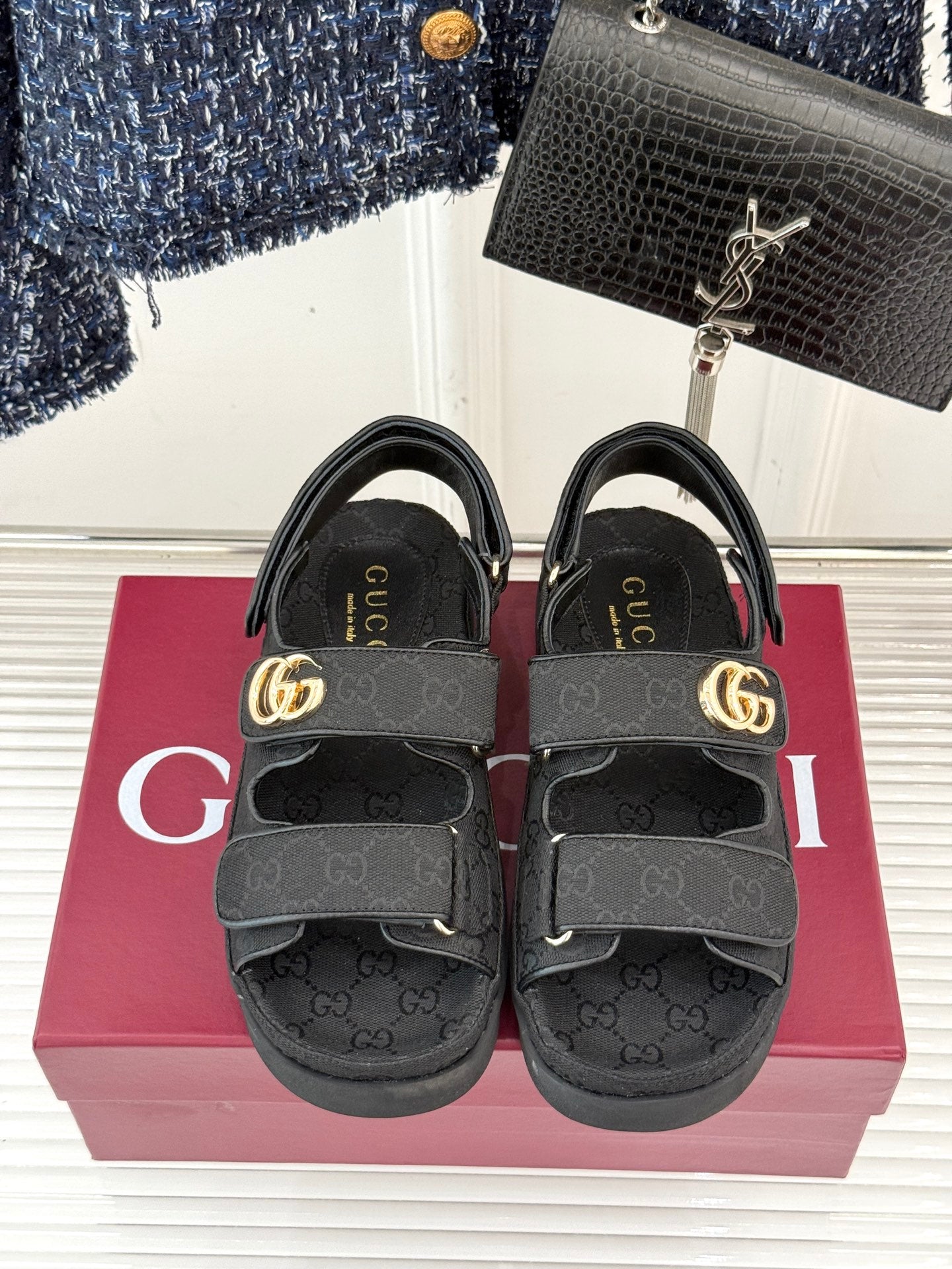 Black Sandal With Double G