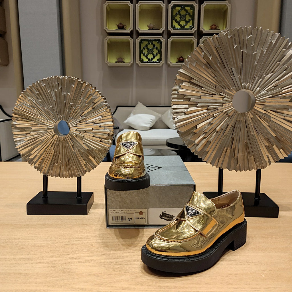 Platinum Metallic leather loafers