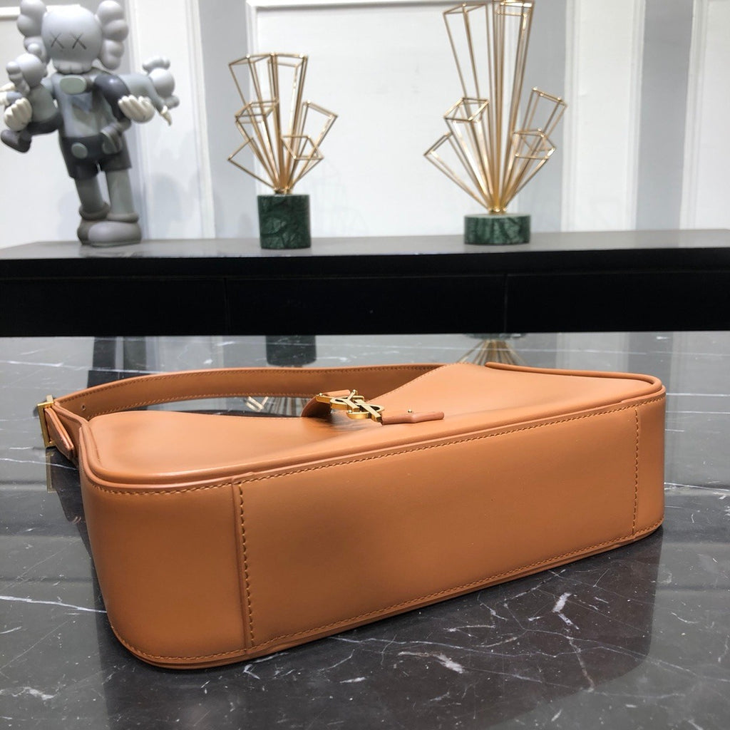 Brown crocodile SL leather shoulder bag