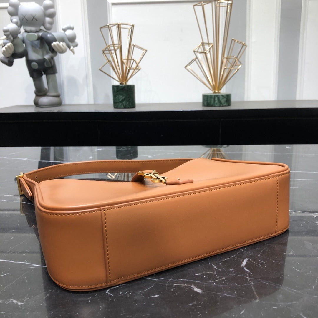 Brown crocodile SL leather shoulder bag