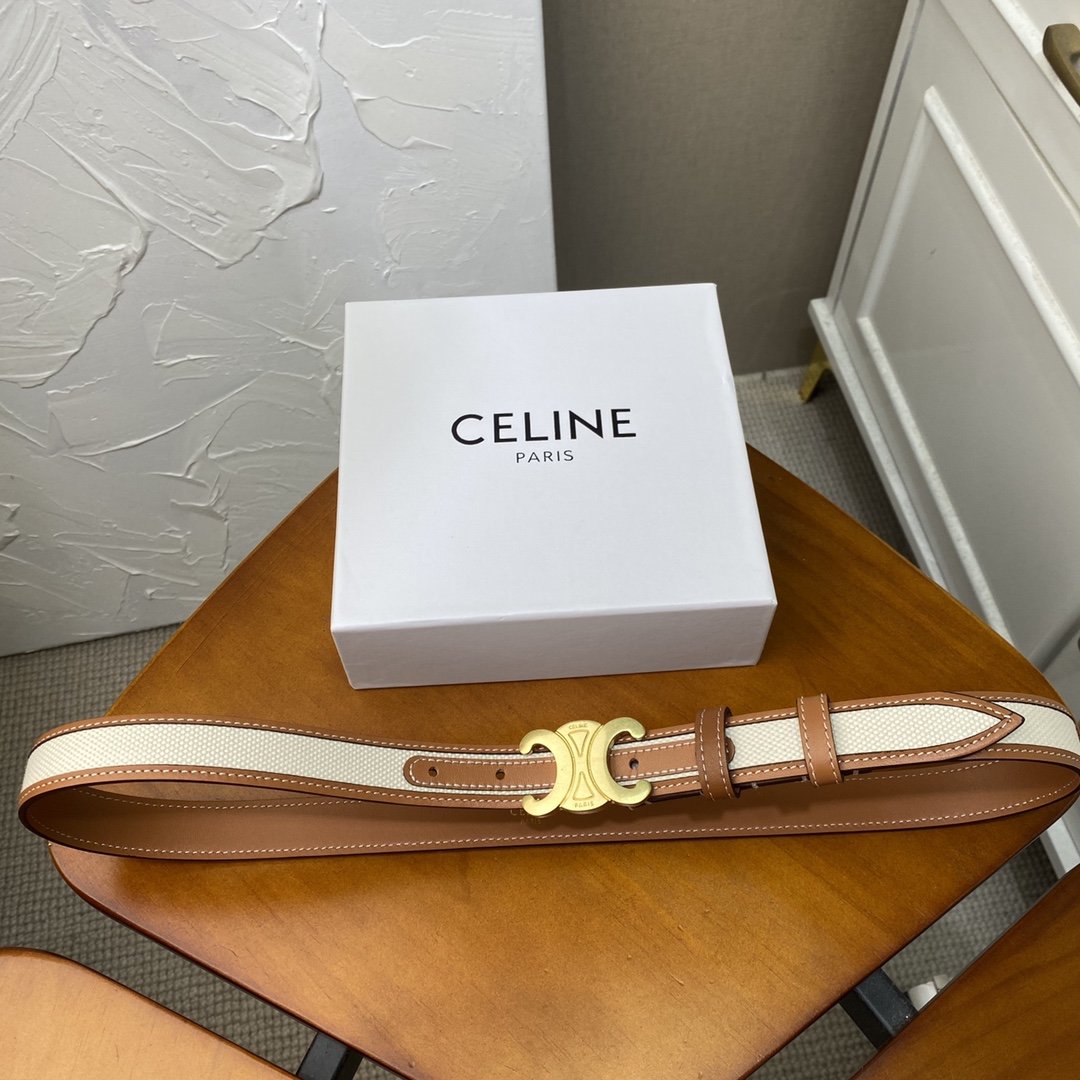 Beige medium triomphe belt