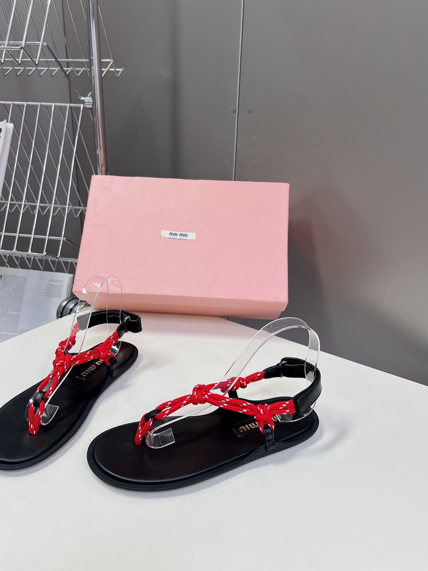 Red Riviere Cord & Leather Sandals