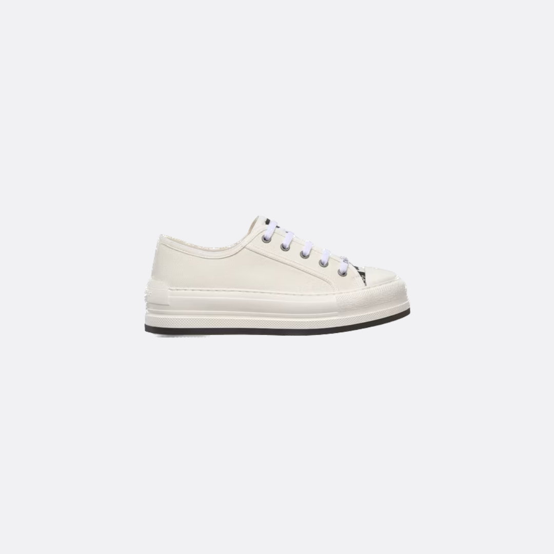 White Cotton WD Platform Sneaker