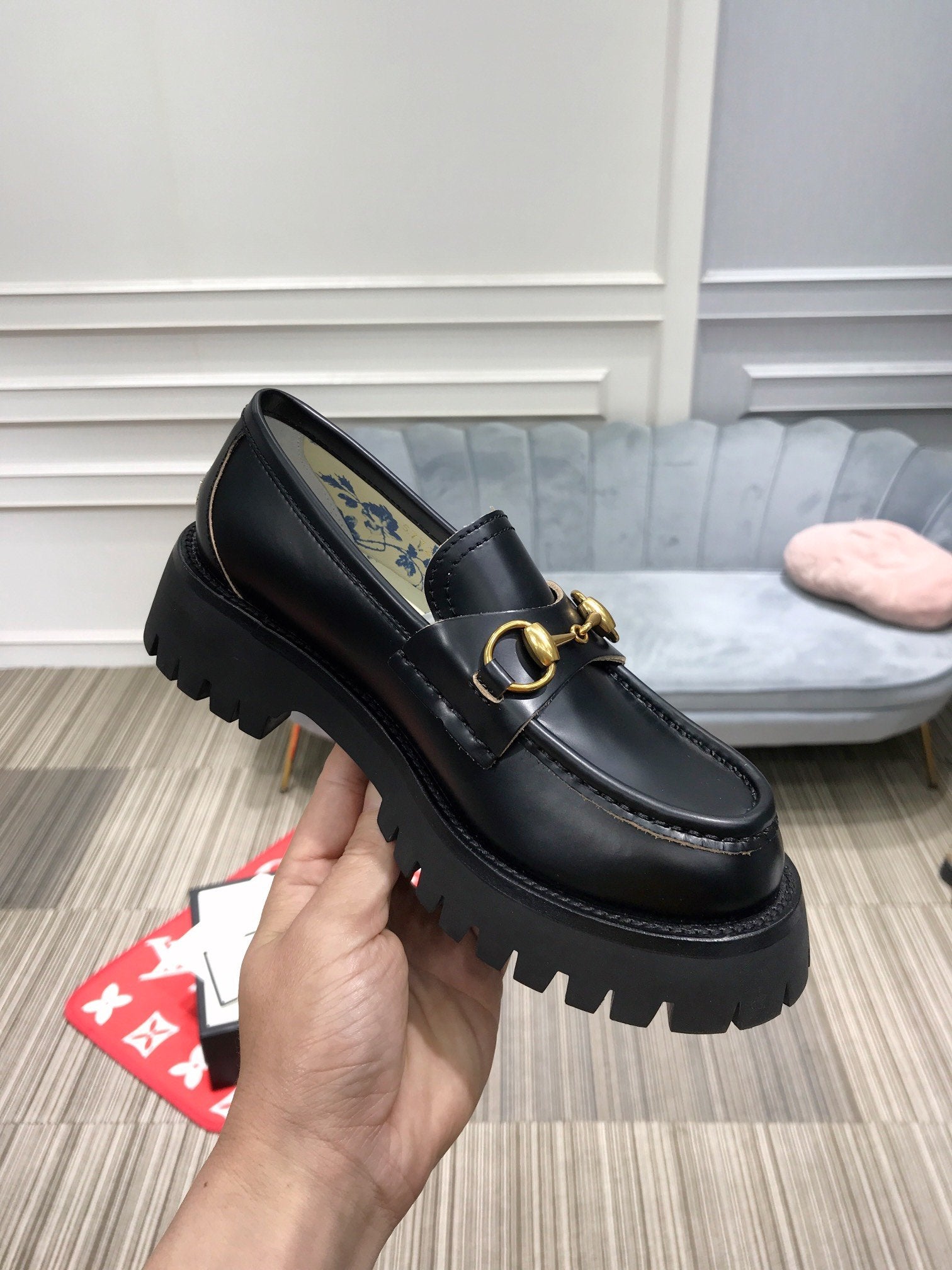 Black Lug sole loafer