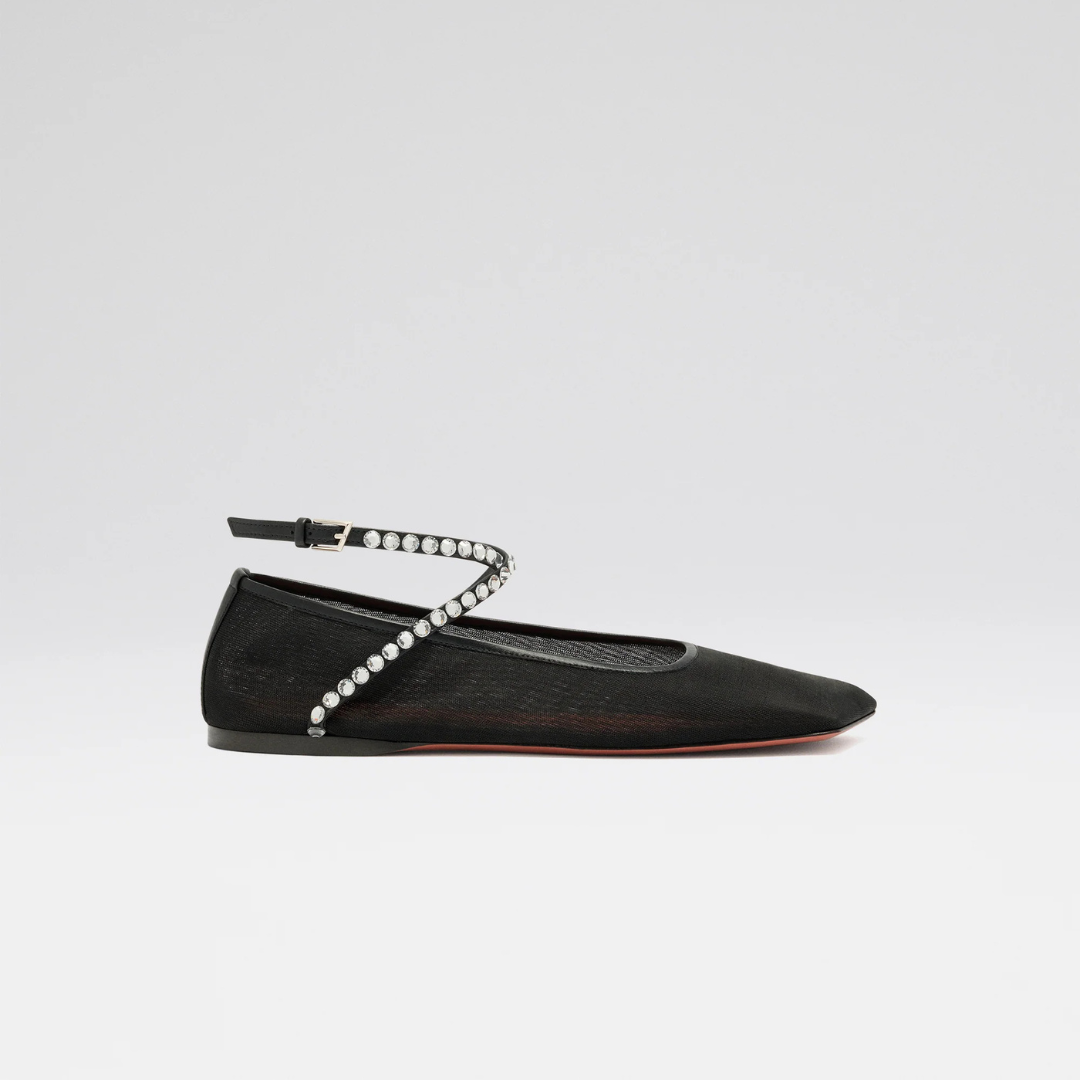 Black Ane Mesh Crystal Flat