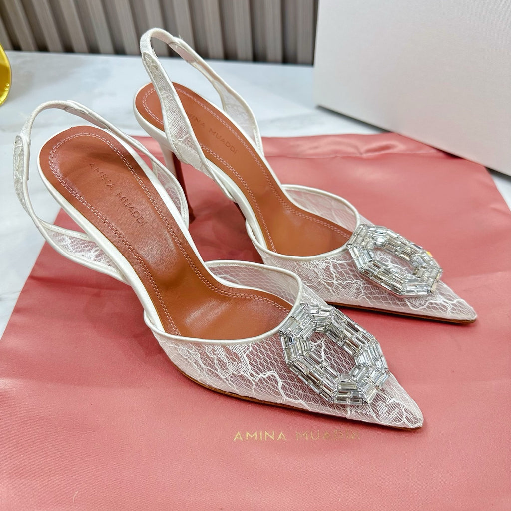Ivory Camelia 90 Lace Slingback Pumps