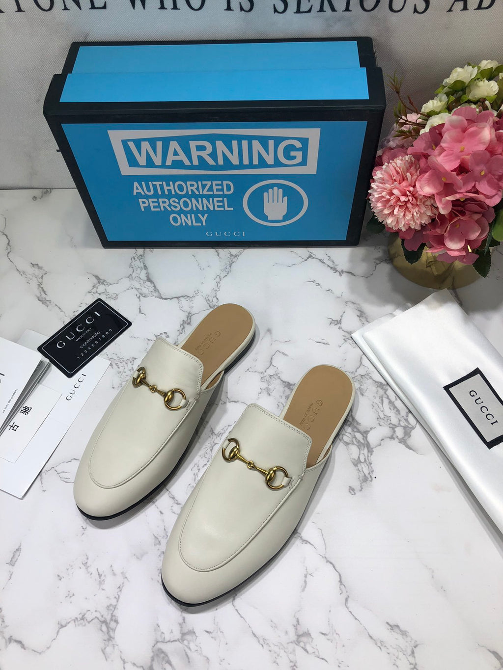 White GP leather slippers