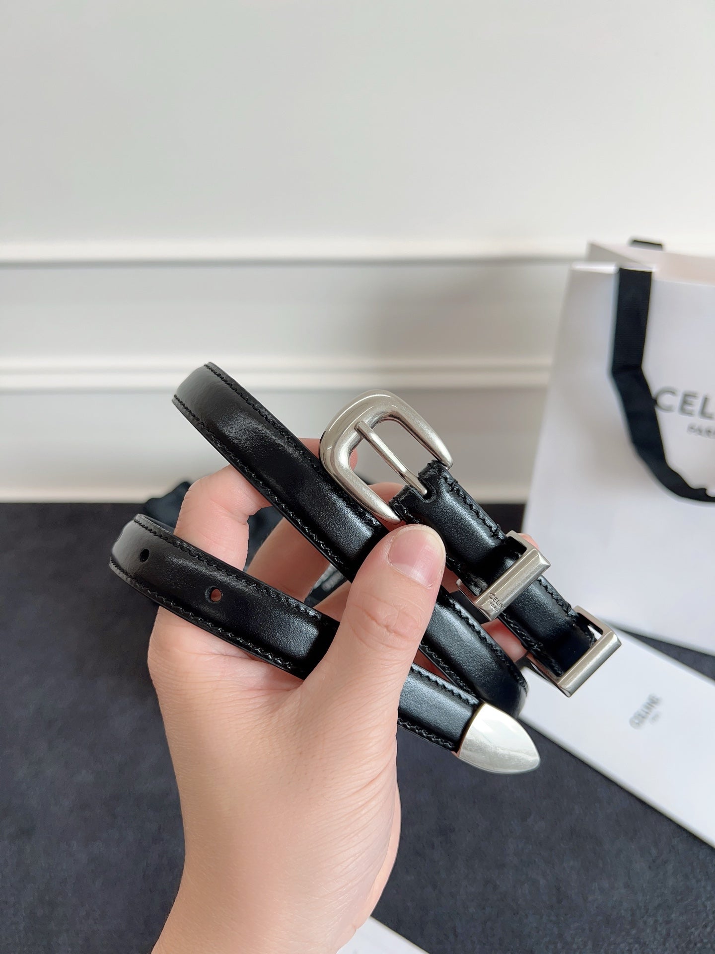 Black Small Western Belt With Silver Finishing