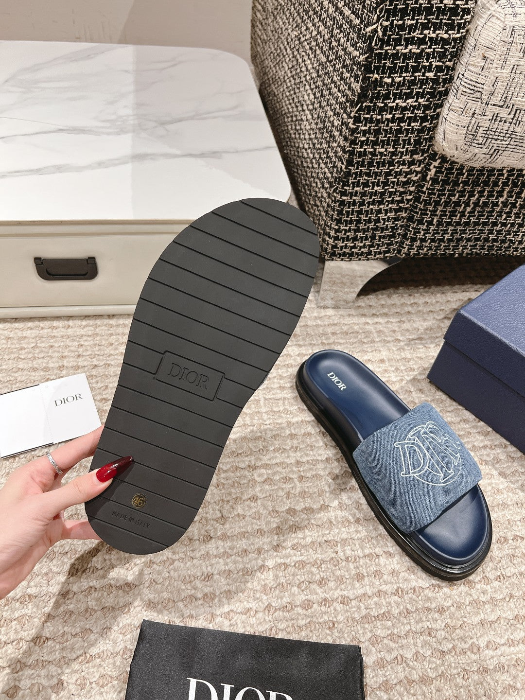 Blue Quilted Denim DA Sandal