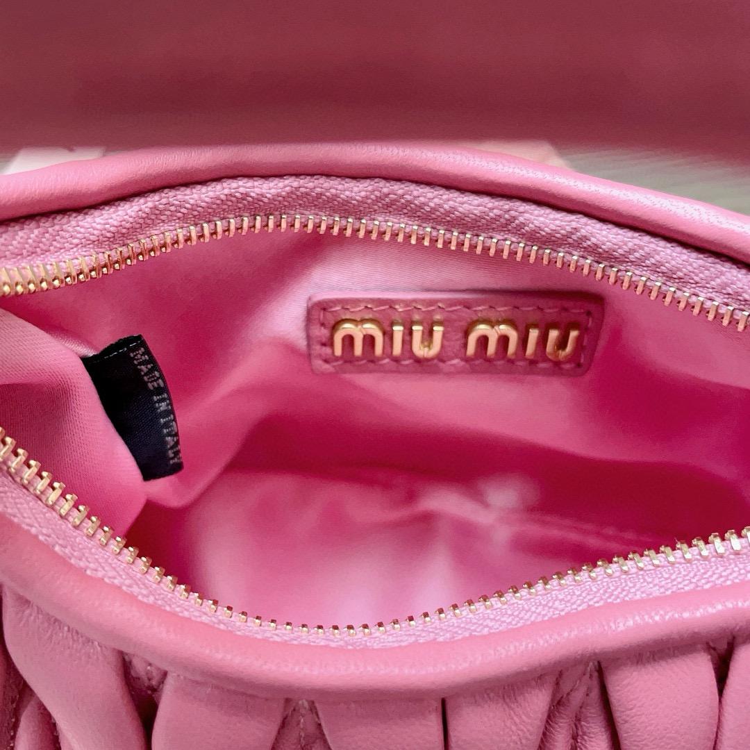 Begonia Pink Wander Matelassé Leather Mini Hobo Bag