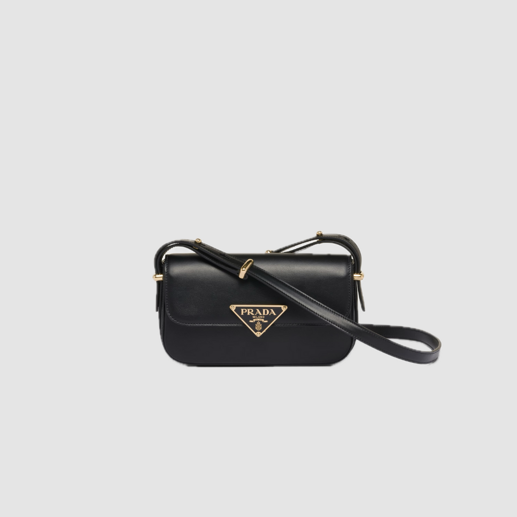 Black P Leather Shoulder Bag