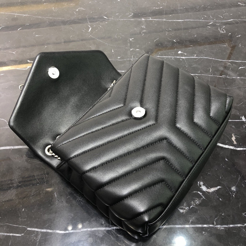 Black YL small quilted leather shoulder bag
