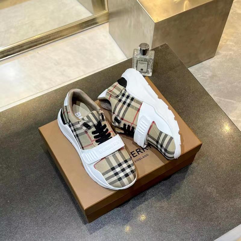 Women's Beige Vintage Check and Leather Sneakers